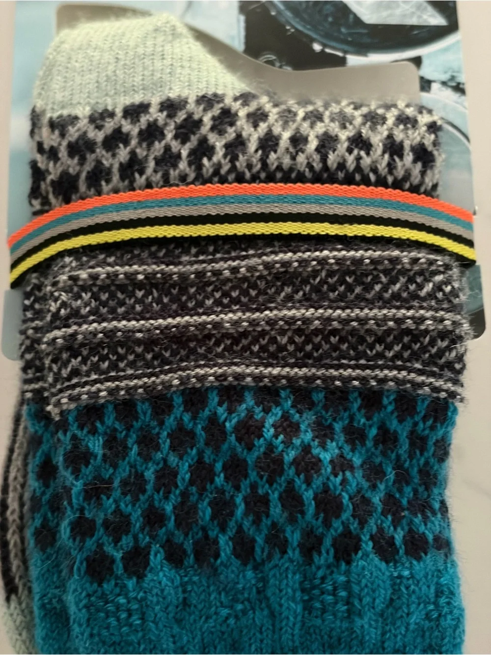 SmartWool Everyday S Popcorn Cable Crew Socks Blue Full Cushion NWT